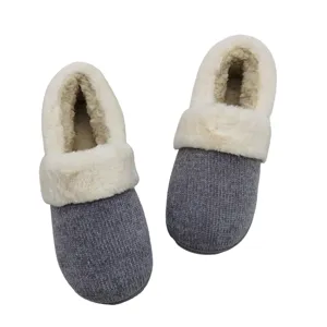 OEM Customized Indoor Slipper Simple Style Ladies Memory Foam Chenille Slipper Back Heel Low Ankle Faux Fur Women House Slipper