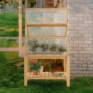 Estufa de Madeira para Plantas Elevadas, Painel de Luz Solar em Policarbonato, Fácil de Montar, para Uso Interno/Externo, Caixa de Proteção para Plantas em Vasos - Product Image 3