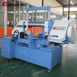 GOLDCNC Miter Semi-automatic Bandsaw Quality Choice GB4235X Angle Metal Cutting Band Saw Machine Metal Band Saw