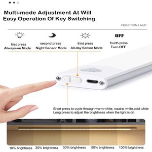 Veilleuse à <span class=keywords><strong>LED</strong></span> avec détecteur de mouvement sans fil sous les meubles Lumières pour armoires de cuisine Chambre à coucher Armoire Intérieur Veilleuse - Product Image 6