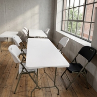 Table pliante en plastique moulé par soufflage pour repas en plein air, table pliante moderne, vente chaude