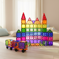 Ensemble de 136 pièces de blocs de construction magnétiques, jouet éducatif STEM pour enfants, boîte de couleur personnalisée OEM, certifié ASTM EN71, à partir de 3 ans