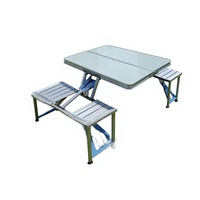 Ensemble de table et chaises pliantes compactes en alliage d'aluminium, légères, empilables, meubles d'extérieur, design moderne, anti-corrosion