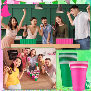 Gobelets <span class=keywords><strong>de</strong></span> fête réutilisables en plastique PP bicolores <span class=keywords><strong>de</strong></span> 16 oz pour événements en plein air, fêtes, barbecues et pique-niques - Product Image 4