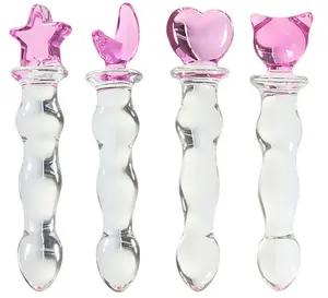 Erotic Products Women G-spot Massager Crystal Glass Penis Dildo Pink Cute Glass Wand Sex Toys
