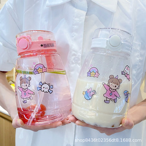 Plastic Drinkware With Straw 500Ml Cartoon Design For Students Back To School Use Portable Water Bottle - Product Image 3