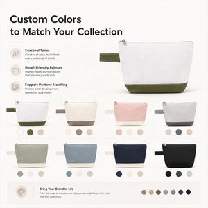 Custom Canvas Cosmetic <b>Bag</b> with Printed Logo for Luxury Boutique <b>Vanity</b> Pouch with Zipper Women Clutch <b>Bag</b> Travel Toiletry Pouch - Product Image 6
