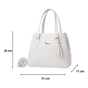 Sac fourre-tout de luxe pour femme Fana Ileana, motif alligator blanc, en cuir microfibre, avec poignée supérieure et fermeture à rabat, style décontracté - Product Image 3
