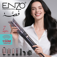 ENZO Professional 7 en 1, Rizador de Pelo Giratorio Desmontable, Peine de Aire Caliente, Plancha de Pelo, Secador de Pelo, Cepillo de Aire Caliente