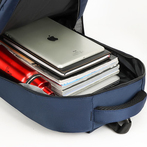 Laptop <b>Backpack</b> 16 Inch Water Resistant Male College <b>Student</b> Business Travel Bag Blue Solid Color Shoulder Straps - Product Image 2