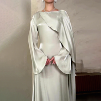 Robe de soirée Abaya modeste en organza brillant, coupe droite, taille naturelle, couleur unie, pour l'été, pour femmes musulmanes, tenue de fête, vente en gros