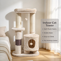 Tour d'activités pour chat d'intérieur avec plateforme en peluche douce, griffoir en sisal, cachette pour chat et jouet interactif à boule suspendue pour chatons