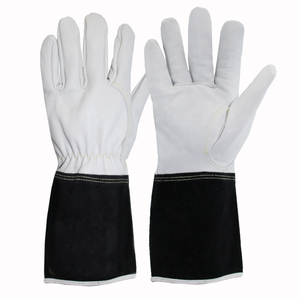 Gants de <span class=keywords><strong>soudeur</strong></span> en cuir de chèvre blanc, résistants au feu, antidérapants, respirants, pour soudage à l'arc à l'argon - Product Image 1
