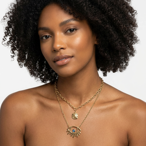 Collier multicouche plaqué or avec pendentif Evil et breloque en forme de coquille, bijoux unisexes, cadeau - Product Image 2