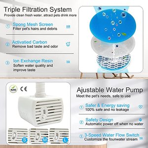 Alimentador silencioso de acero inoxidable <span class=keywords><strong>para</strong></span> perros y <span class=keywords><strong>gatos</strong></span> de alta calidad, dispensador de agua de circulación automático inalámbrico, <span class=keywords><strong>bebedero</strong></span> eléctrico de 2L - Product Image 3