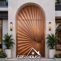 Porte d'entrée pivotante moderne de luxe en aluminium, porte d'entrée de villa, grande porte extérieure personnalisée