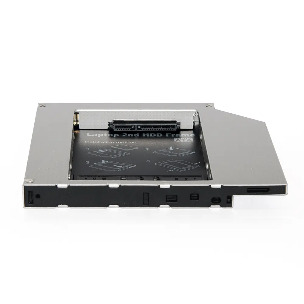 एल्यूमीनियम 12.7mm आईडीई SSD हार्ड ड्राइव एडाप्टर सीडी/डीवीडी-रोम ऑप्टिकल बे लैपटॉप दूसरा HDD चायदान ट्रे