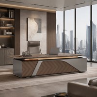 Escritorio Ejecutivo Moderno con Carga Inalámbrica Inteligente, Textura 3D, Pintura Taiho, Mesa de Lujo para Jefes, Muebles de Oficina de Grado E1