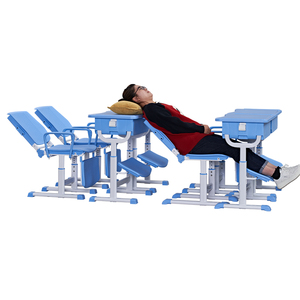 Table d'étude en <span class=keywords><strong>classe</strong></span> et ensemble <span class=keywords><strong>de</strong></span> bureau <span class=keywords><strong>de</strong></span> chaise avec repose-pieds pour la pause déjeuner chaises inclinables à l'école pour les étudiants - Product Image 2