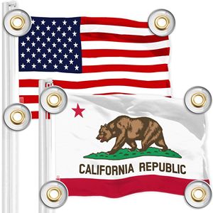 Pack Combo de Drapeaux G128 3x5 pieds, États-Unis et Californie, imprimés, en polyester 150D avec 4 œillets en laiton pour activités promotionnelles - Product Image 1