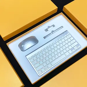 Prodotto aziendale di lusso stampa a colori argento penna promozionale USB Wireless Office Mouse Keyboard Gift Set