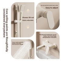 Robinet de douche mural monocommande en céramique haute pression, blanc crème, design de luxe léger, avec mitigeur amovible et douchette coulissante