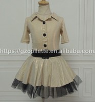 Robe de ballet de style occidental doré pour filles avec tutu Costume de scène de danse pour enfants justaucorps