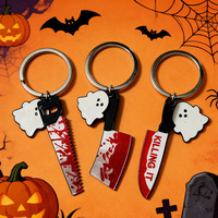 Porte-clés en plastique Halloween : Couteau de sang, fantôme, mini-hache d'horreur, pendentif, breloque pour sac de fête, cadeau