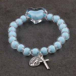 Perles Acryliques 8mm avec Bracelet Chapelet Coeur pour Enfants avec Croix et Médaille Miraculeuse - Product Image 5
