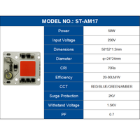 230V AC COB 50W 3000K 4000K 6000K ambre rouge vert bleu 90LM / W DOB Module de puce LED 220v pour projecteur
