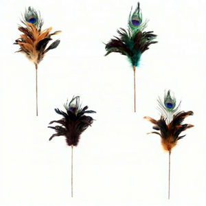 Fleur décorative tige métallique plume de paon pour arrangement floral maison mariage fête Vase décor de vacances - Product Image 1