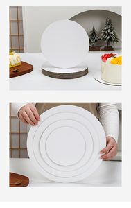 Planche à gâteau en papier ondulé blanc Base de gâteau d'anniversaire Plateau rond 6 8 10 12 pouces Assiette alimentaire Carton Base de gâteau étanche à l'eau - Product Image 5