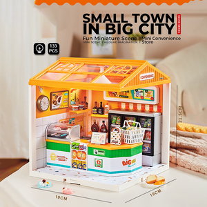 บ้านจิ๋วพลาสติก DIY ของเล่นตัวต่อ 3 มิติ ร้านชานมและร้านทอมมี่ ของเล่นจำลองบ้านพร้อมไฟ - Product Image 4