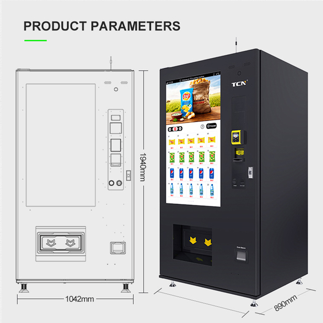 TCN Big Touch Screen Vending Machine Carbonated Drinks Outdoor Use Vending Machine With Advertising