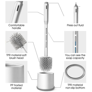 Ensemble brosse et support WC à prix d'usine, brosse WC en TPR avec distributeur de savon - Product Image 4