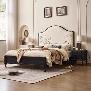 Song <span class=keywords><strong>Dynasty</strong></span> Estética de madera maciza Cama doble Dormitorio principal Nuevo estilo retro chino Casa de huéspedes Cojín trasero suave Cama - Product Image 3