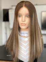 Perruque SHY Sheitel Lace Front en Cheveux Humains Remy, Longueur Moyenne, Style Longueur Épaule, Fabricant
