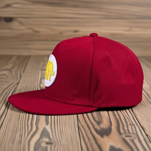 Casquette snapback rouge à 6 panneaux avec broderie d'éléphant jaune sur le logo avant, chapeau décontracté unisexe - Product Image 3