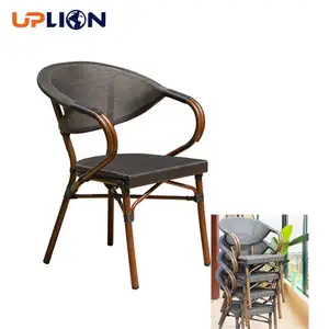 Uplion istifleme bahçe balkon alüminyum sandalye dayanıklı <span class=keywords><strong>Bistro</strong></span> açık Cafe yemek sandalyesi veranda <span class=keywords><strong>Rattan</strong></span> sandalye - Product Image 1
