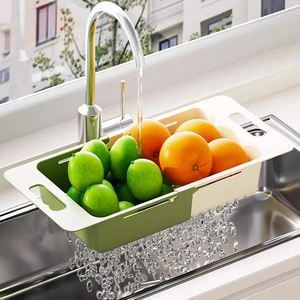Panier égouttoir pliant et rétractable pour évier, pour le lavage des fruits, légumes, pâtes et vaisselle, avec support pour bols et bassins, passoire de cuisine domestique - Product Image 2