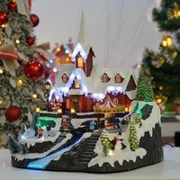 Vente en gros de lumières musicales à LED animées de patineurs tournants maisons de village de Noël pour décoration et cadeau de Noël