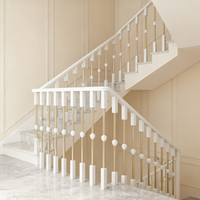 Style moderne Installation facile Vente en gros Métal gris blanc Balustrade de balcon Escalier en bois Rampe pour villa intérieure