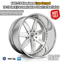 Jantes forgées Viaol Silver 2 pièces 24x9 24x10 26x10 à rayons étoilés avec lèvre chromée, compatibles avec Chevy Impala Escalade