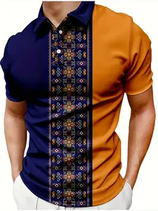 Chemise de golf à motif de fleurs pour hommes de grande taille pour l'extérieur, chemise d'été à manches courtes