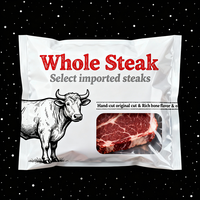 Sac sous vide imprimé sur mesure pour viande de bœuf, pâtes, emballage en plastique, pochette plate avec fenêtres, emballage en mylar, résistant à l'humidité, résistant au soleil