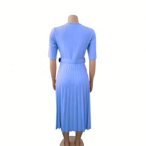 Vestido Casual Plisado para Mujer <span class=keywords><strong>con</strong></span> Media Manga, Estilo Europeo, Americano y Africano, Talla Grande, Vestidos de Fiesta de Moda, Técnica de Teñido Liso - Product Image 6