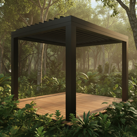 Pergola extérieure moderne Sweet Home 12x12 pieds en aluminium thermolaqué avec toit rétractable motorisé à lames orientables, imperméable et anti-UV