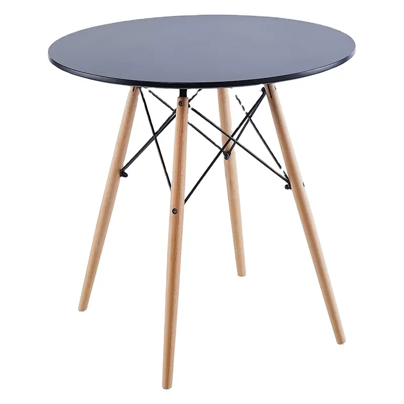 Table ronde en bois massif noir Dessert Shop Coffee Shop Table à manger Table de négociation de réception de bureau