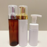 Botol Busa Kosmetik PET Tersedia, Dispenser Sabun Bulat, Botol Pompa Busa Pembersih Wajah Putih Kecil untuk Pembersih Bulu Mata