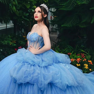 Vestidos <span class=keywords><strong>de</strong></span> quinceañera brillantes verdes salvia hechos a medida, corsé con cuentas <span class=keywords><strong>de</strong></span> encaje, <span class=keywords><strong>Vestido</strong></span> <span class=keywords><strong>15</strong></span> Anos Quinceañera dulce 16 <span class=keywords><strong>Vestido</strong></span> personalizado - Product Image 2